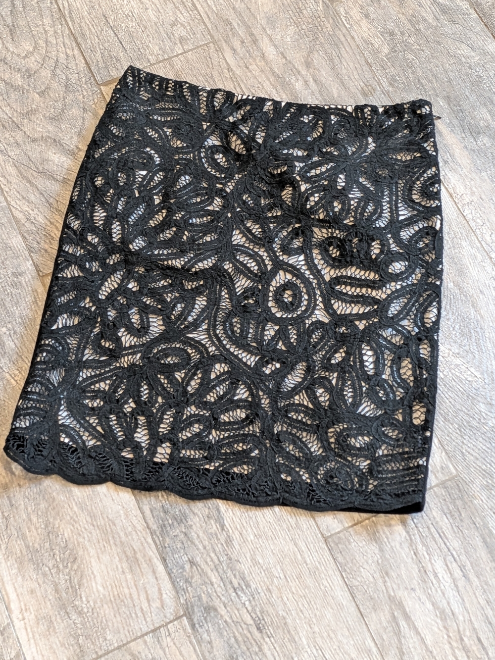 Ann Taylor Vintage Inspired Lace Crochet Eyelet Pencil Skirt Back Lined Size 2